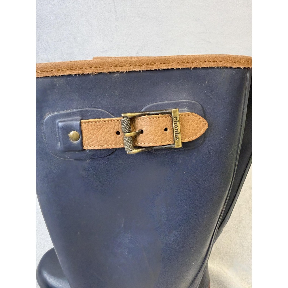 Chooka Boots Womens Size 10 Navy City Solid Rain Mid Calf Rubber Waterproof - Picture 4 of 14